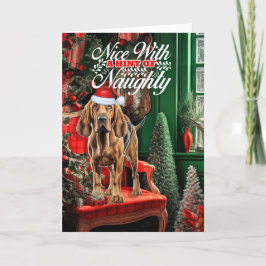 God Jul Bloodhound Hund Naughty eller Nice Helgkort