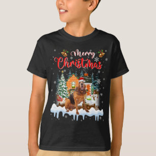 God jul Bloodhound Hund Santa Hat Ljus Xm T Shirt