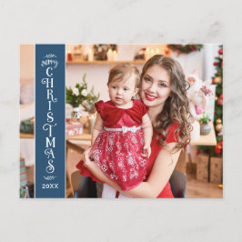 God jul Blue 2-fotofamilj Helg Vykort