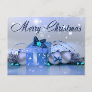 God jul Blue Baubles Helg Vykort