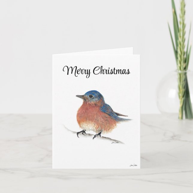 God jul Blue Bird Helgdag Card Kort (Framsida)