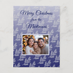God jul Blue Botanical Photo Helg Vykort