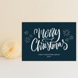 God jul Blue Calligraphy Business Modern Julkort