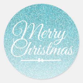 God jul Blue Glitter Ombre Kuvert försegling Runt Klistermärke