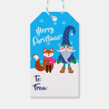 God jul Blue Gnome och Cute Fox jul
