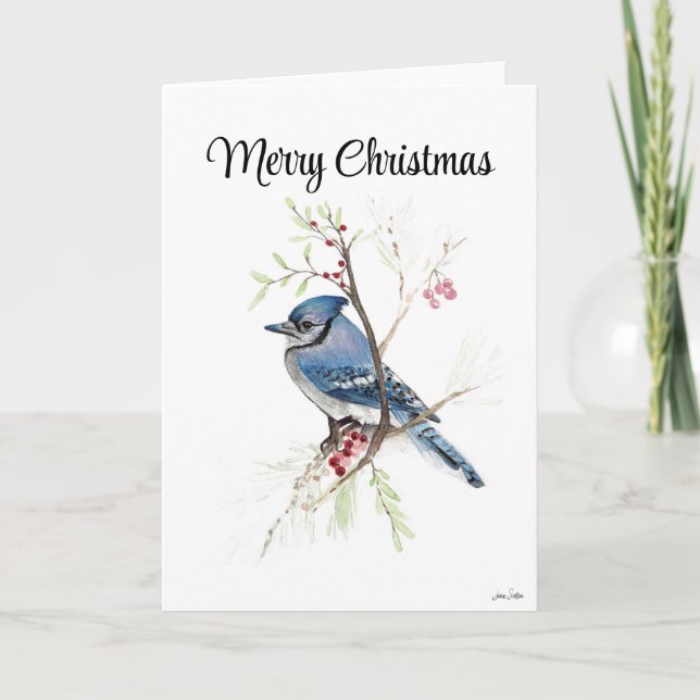 God jul Blue Jay Helgdag Card Kort (Framsida)