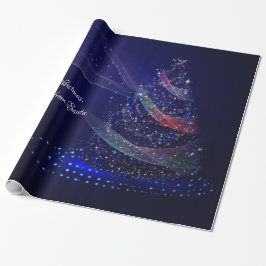 God jul Blue Julgran Colorful Stars Presentpapper