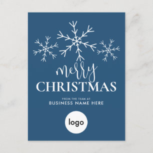 God jul Blue Modern Logotyp Business Helg Vykort
