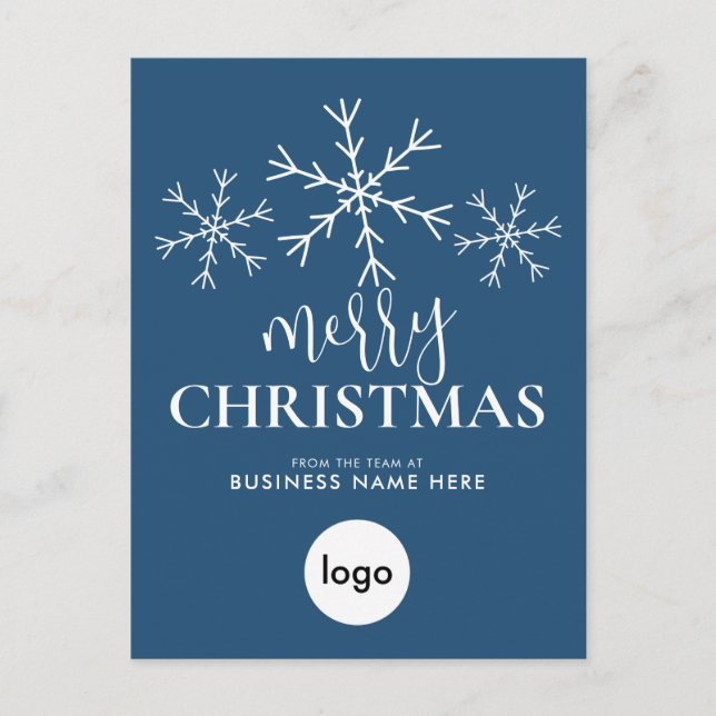 God jul Blue Modern Logotyp Business Helg Vykort (Framsida)