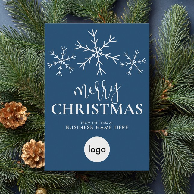 God jul Blue Modern Logotyp Business Julkort (Skapare uppladdad)