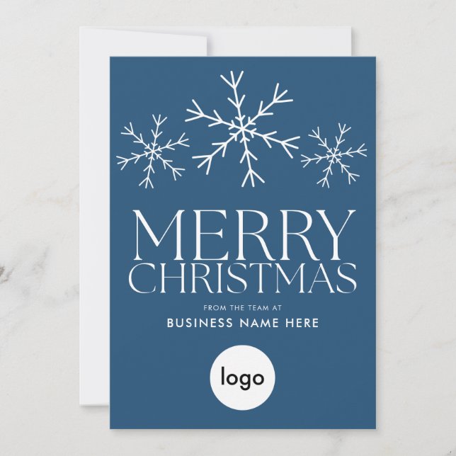 God jul Blue Modern Logotyp Business Julkort (Framsida)