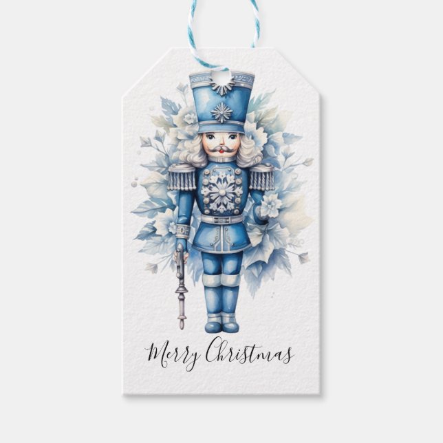 God jul Blue Nutcracker Presentetikett (Framsidan)