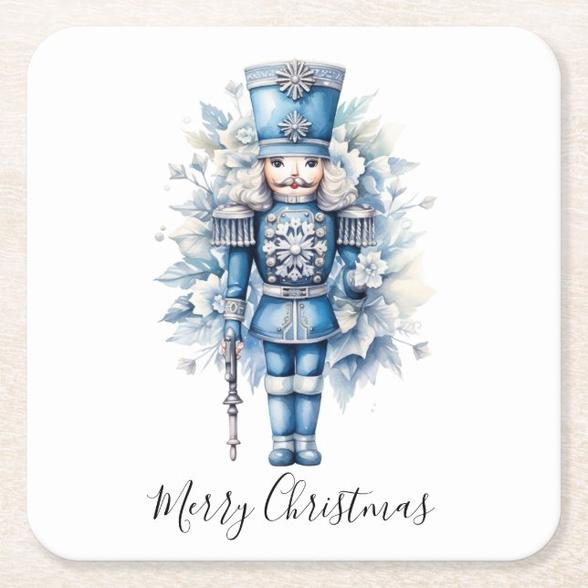 God jul Blue Nutcracker Underlägg Papper Kvadrat (Framsidan)