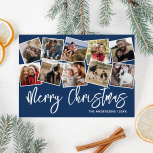 God jul Blue Photo Collage Julkort
