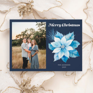 God jul Blue Poinsettia Julkort