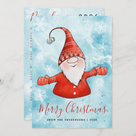 God jul Blue Red Gnome 2025 Calendar Julkort