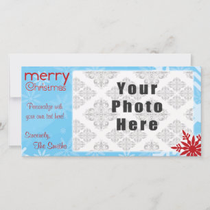 God jul Blue/Red Snowflake-tema Julkort