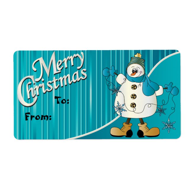 God jul Blue Snögubbe Gift-Märkre Fraktsedel (Framsidan)