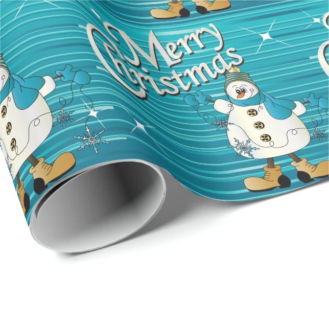 God jul Blue Snögubbe Presentpapper (Rullad Hörn)