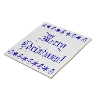 God jul Blue Snögubbe Snowflake Mönster Kakelplatta