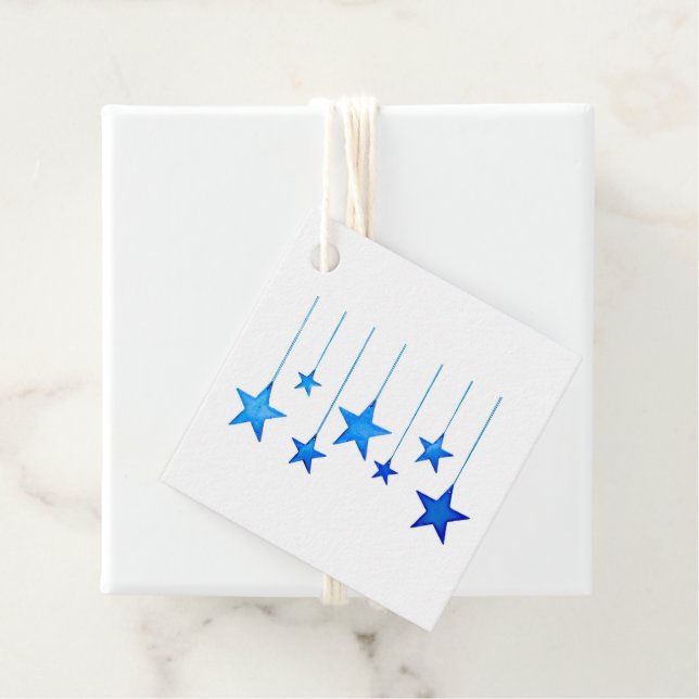 god jul Blue star-Dekoration med text Gåvor Etiketter (På plats)