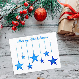 God jul Blue star-Dekoration med text Helg Vykort