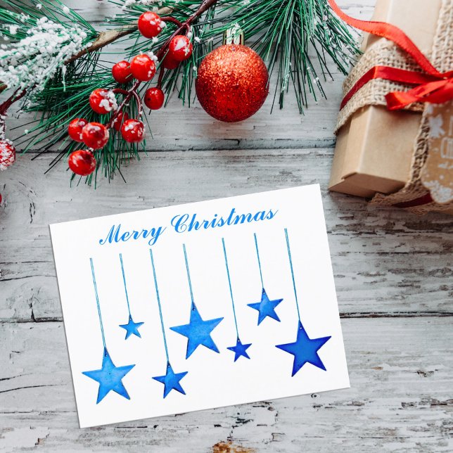 God jul Blue star-Dekoration med text Helg Vykort (Skapare uppladdad)