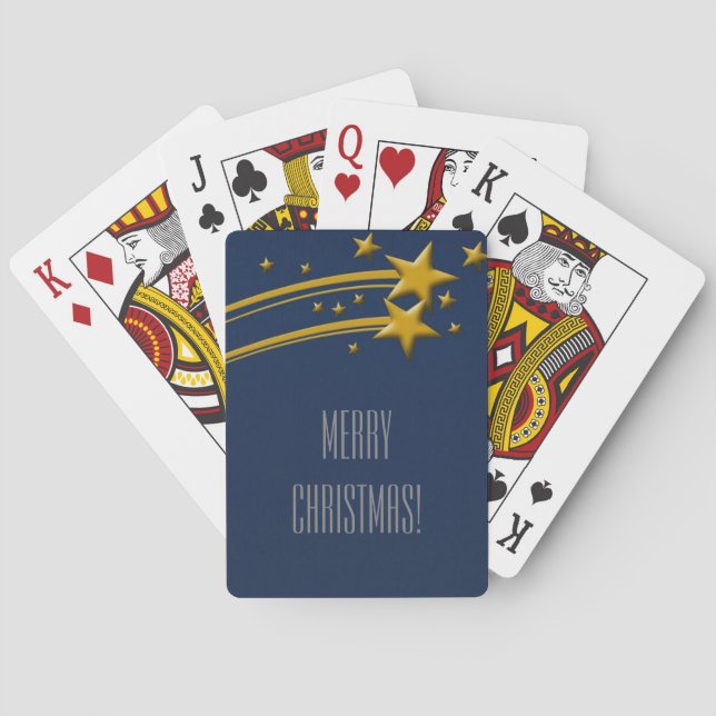 God jul! Blue Starry Night Golden Stars Casinokort (Baksidan)