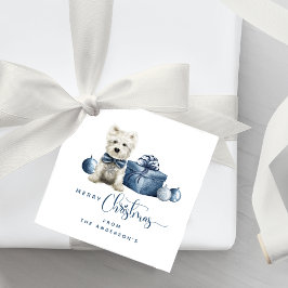 God jul Blue, Vit, Silver Festive Puppy Gåvor Etiketter