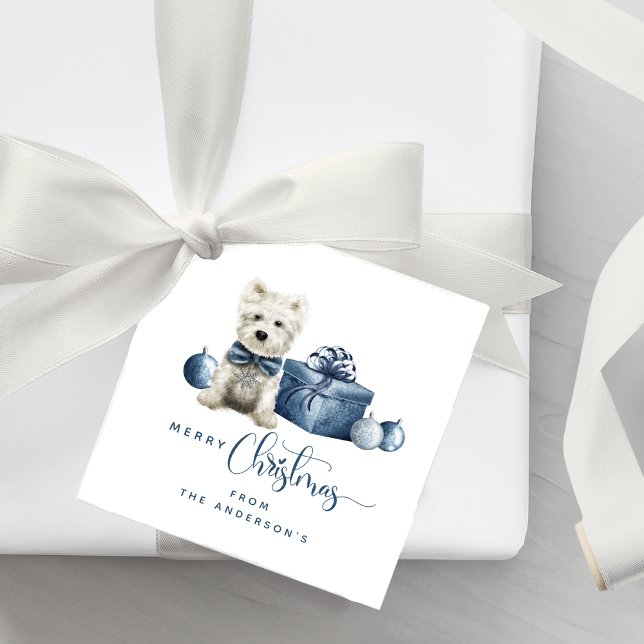 God jul Blue, Vit, Silver Festive Puppy Gåvor Etiketter (Skapare uppladdad)
