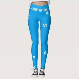 God jul Blue White Snöflingor Leggings