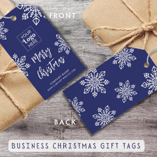 God jul Blue White Snowflake Company Logotyp Presentetikett