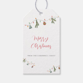 God jul Boho Botanical Rustic Family Presentetikett