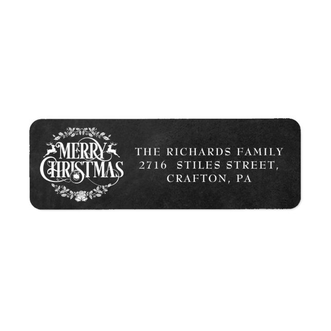 god jul Boho Chalkboard Returadress Etikett (Framsidan)