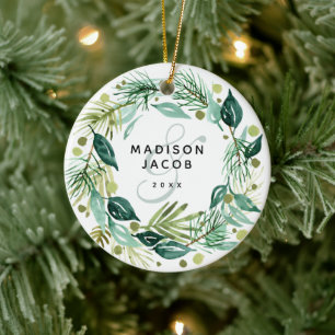 God jul Boho Greenery Wandey Namn par Foto Julgransprydnad Keramik