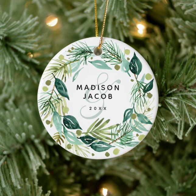 God jul Boho Greenery Wandey Namn par Foto Julgransprydnad Keramik (Träd)