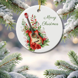 God jul Boho Guitar och Flowers Ornament