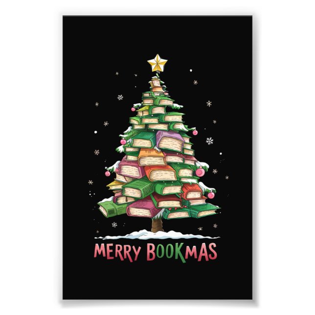 God jul, Bok Älskare, Träd, bibliotekariskt Merry  Fototryck (Framsidan)