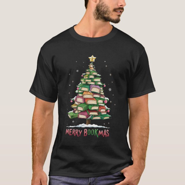 God jul, Bok Älskare, Träd, bibliotekariskt Merry  T Shirt (Framsida)