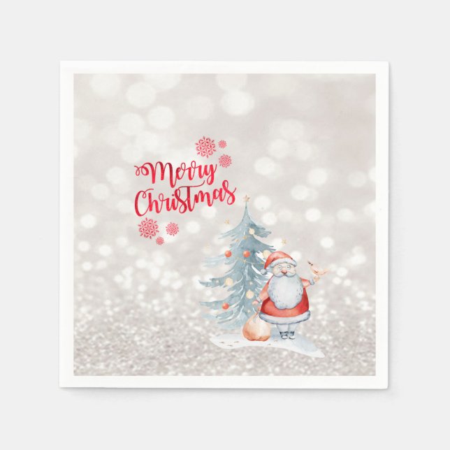 God Jul, Bokeh, Tomte, Tall Pappersservett (Framsidan)