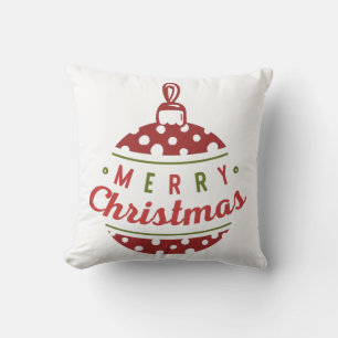 god jul Boll Ornament Red White Polka Dot Kudde