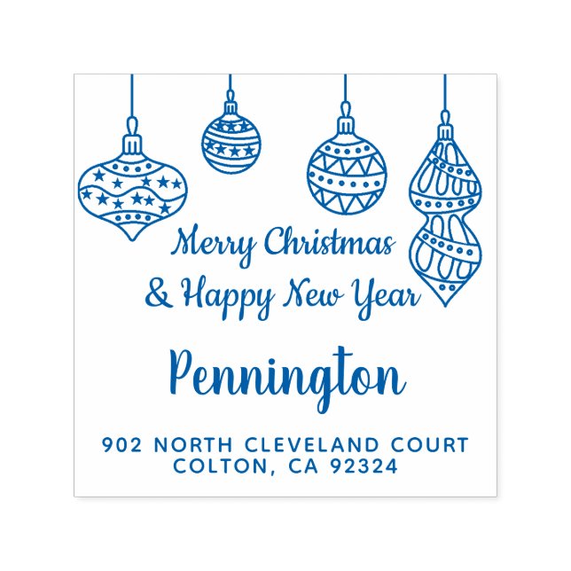 God jul Bollar Family Returadress Självfärgande Stämpel (Design)