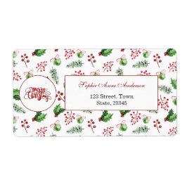 God jul Bollar Holly Berries Gräs Monogram Fraktsedel
