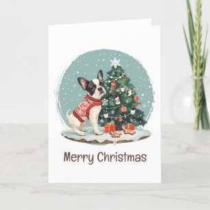 God jul Boston Terrier Hund Helgkort