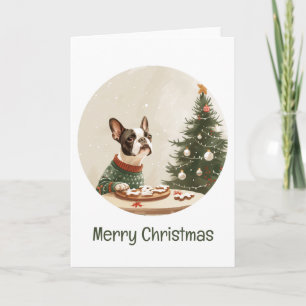 God Jul Boston Terrier Hund Helgkort