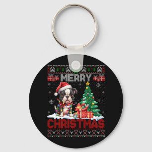 God jul Boston Terrier Hundälskares Ugly Xma Nyckelring
