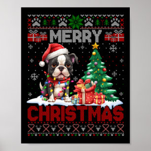God jul Boston Terrier Hundälskares Ugly Xma Poster