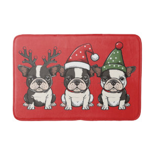 God jul Boston Terrier Hundar Badrumsmatta