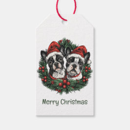 God jul Boston Terrier Hundar Helgdag Wandan Presentetikett