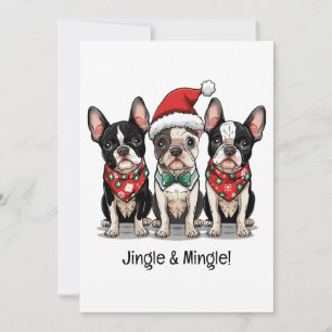 God jul Boston Terrier Hundar Inbjudningar